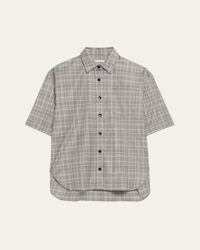 Short-Sleeve Oversized Button-Front Shirt